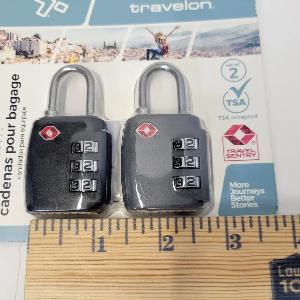 Travelon TSA Accepted Travel Sentry Luggage Locks Set Of 2 Black Gray Combo New